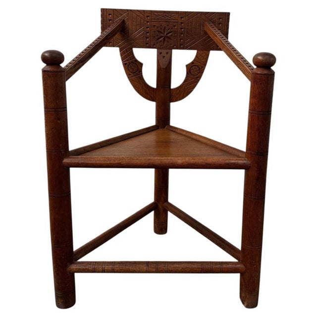 Brown Swedish Carved Oak Chair by Bernhardt Hoettger, 1930s For Sale - Image 8 of 8