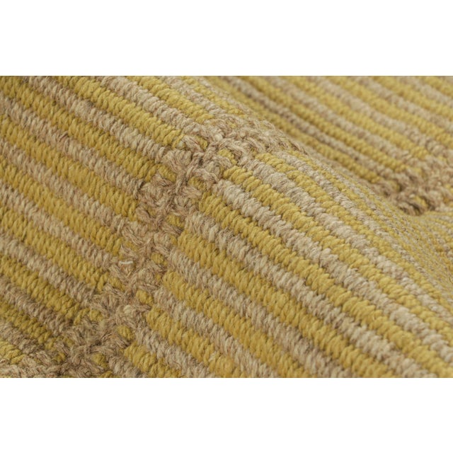 Rug & Kilim’s Contemporary Kilim in Beige and Gold Textural Stripes For Sale In New York - Image 6 of 7