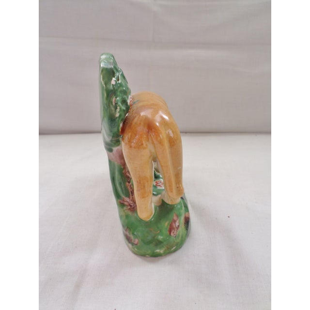 Asparagus Antique Staffordshire Pottery Lioness Cat With Baby Figurine For Sale - Image 8 of 8