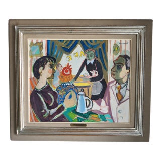 Original Mid Century Interior Oil Painting by the Listed Swedish Artist Gerhard Karlmark For Sale