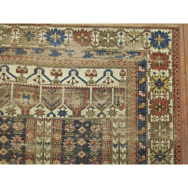 Navy Blue 19th Century Caucasian Rug - 3'7" x 5'2" For Sale - Image 8 of 9