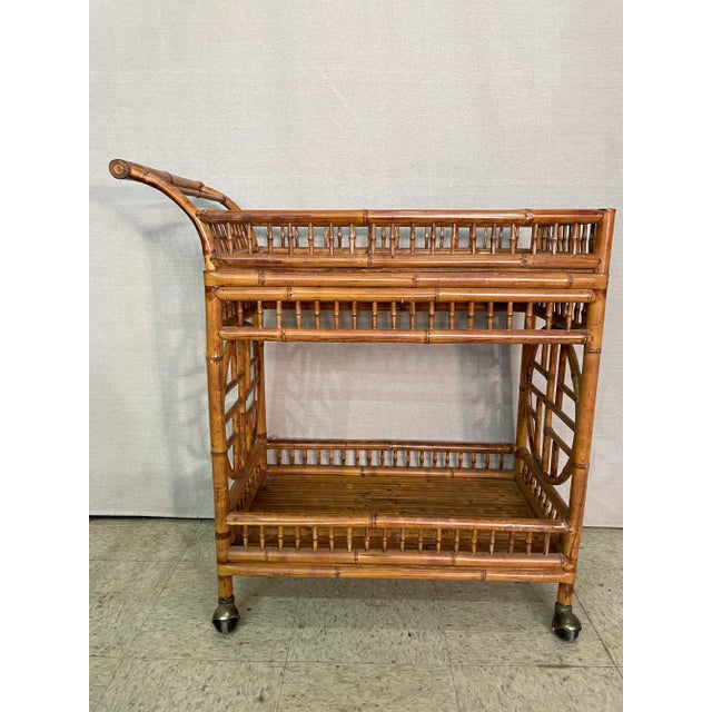 Mid 20th Century Vintage Bamboo Bar Cart For Sale - Image 12 of 12