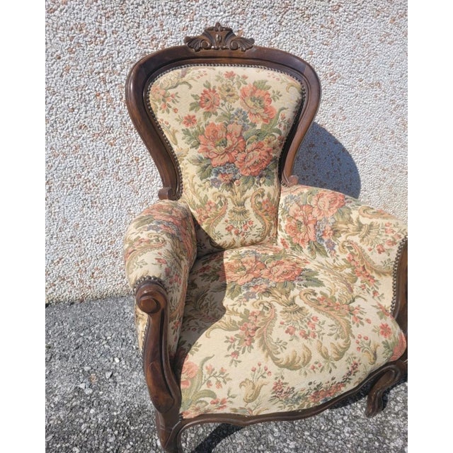 Louis Philippe Style Living Room Armchair, 1940s For Sale - Image 3 of 15