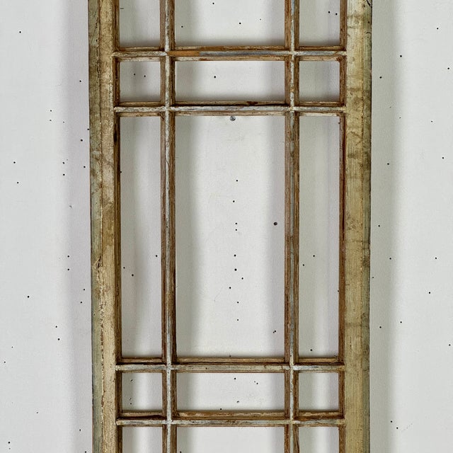 Mondrain Inspired Architecturally Salvaged Grill Style Tall Wood Window Frame For Sale - Image 11 of 13