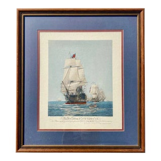 Vintage Nautical Framed Print of First Journey of "Victory". For Sale