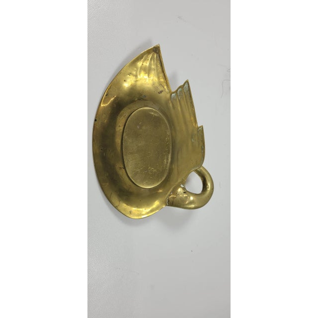 1970s Vintage Brass Swan Bust Head Tray Table Top Decor Key Holder For Sale - Image 4 of 4
