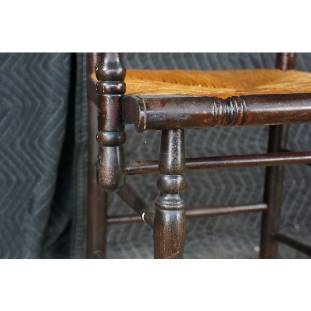 Antique 19th Century Early American Hitchcock Style Mahogany Caned Arm Chair For Sale - Image 16 of 18