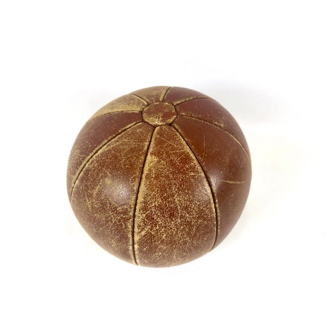 Leather Medicine Ball, Poland, 1950s, in Good conditions. Designed 1920 to 1949