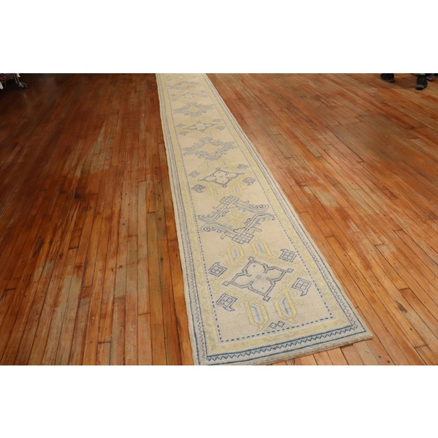 Blue Long Antique Oushak Runner - 2'5" x 27'3" For Sale - Image 8 of 10