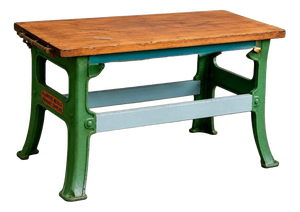 Vintage Industrial Butchers Block Kitchen Island with Cast Iron Base