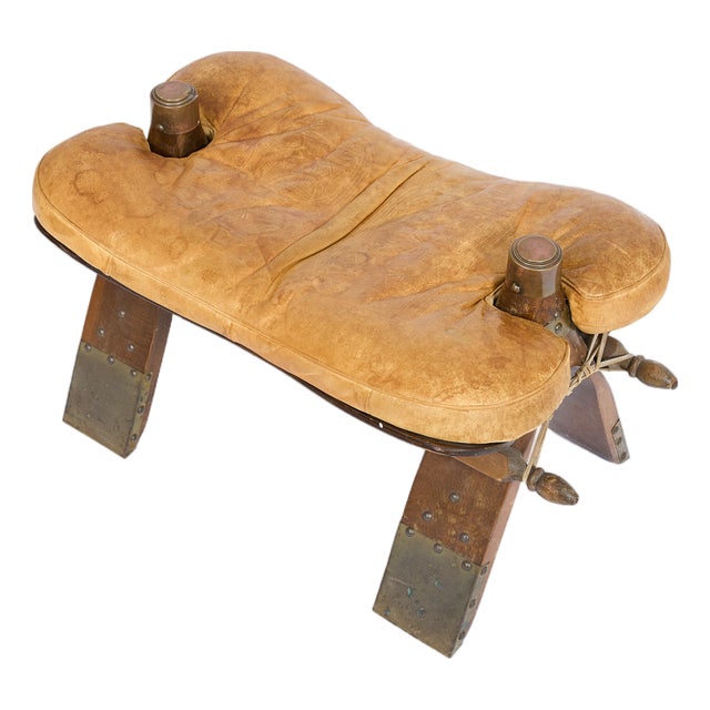 Vintage Pommel Horse Ottoman in Leather and Wood, 1960s For Sale