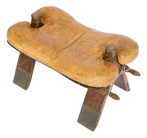 Vintage Pommel Horse Ottoman in Leather and Wood, 1960s