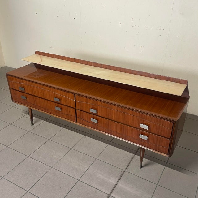 Metal Wooden Sideboard with Marble Shelf, 1950s For Sale - Image 7 of 12