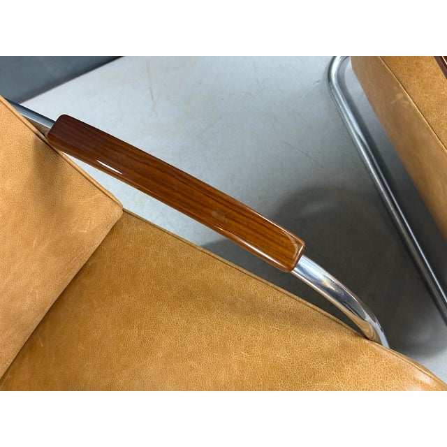 Brown Bauhaus Chrome and Leather Armchairs from Mücke-Melder, 1930s, Set of 2 For Sale - Image 8 of 9