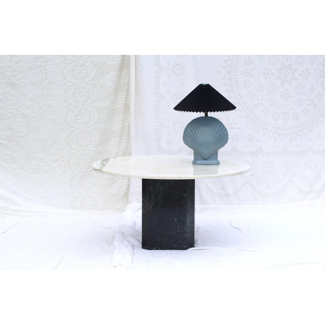 BiColor Black and White Marble Round Coffee Table - Modern Coffee Table - Postmodern - Granite Bi-color Marble Coffee...