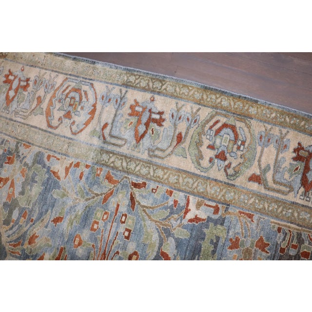 Antique Zabihi Collection Large Blue Persian Malayer Rug - 11'5" x 14'8" For Sale - Image 9 of 11