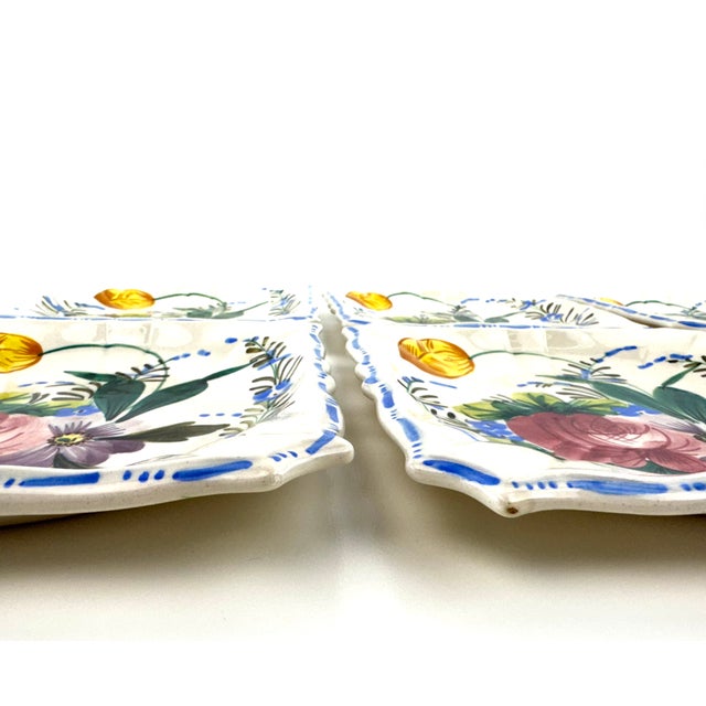 Vintage Italian Hand Painted Floral Dessert Plates With Scalloped Edges - Set of 6 For Sale In Little Rock - Image 6 of 8