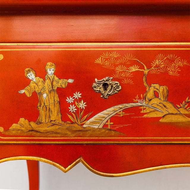Wood Vintage French Regency Chinoiserie Writing Desk by Baker, 1980s For Sale - Image 7 of 15