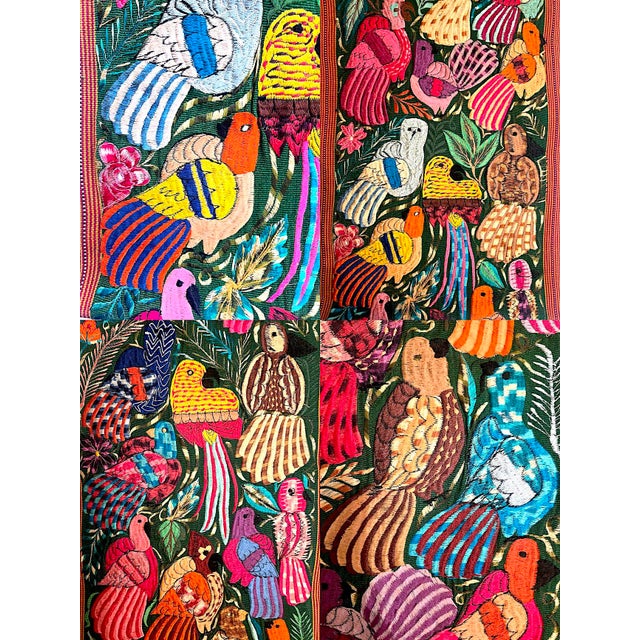 1960s Vintage Hand Embroidered Mexican Textile Wall Hanging For Sale - Image 5 of 13