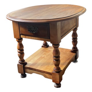 Solid Wood Oval End Table For Sale