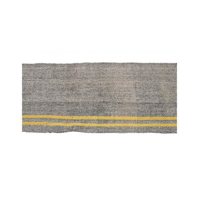 1960s Gray & Yellow Vintage Kilim Runner - 2`6″ X 14`3″ For Sale - Image 5 of 6