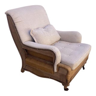 Restoration Hardware Deconstructed, Upholstered, Solid Wood and Linen Chair For Sale