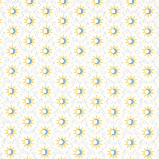 SAMPLE - Schumacher Lucie Wallpaper In Yellow & Sky For Sale