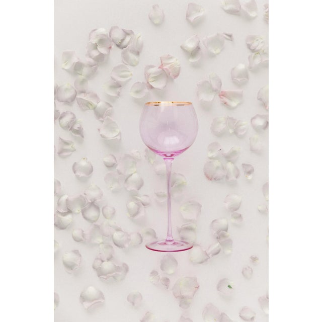 Modern Siren Beverageware Misty Lilac + Gold White Wine - Set of 4 For Sale - Image 3 of 4