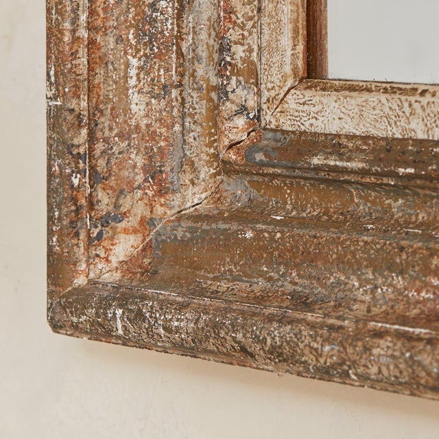 Brown French Rustic Rectangular Wood Wall Mirror, 1940s - 1 Available For Sale - Image 8 of 10