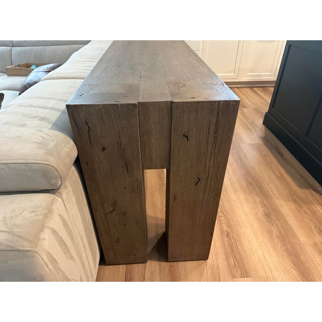 Restoration Hardware Restoration Hardware Reclaimed Oak Console Table For Sale - Image 4 of 6