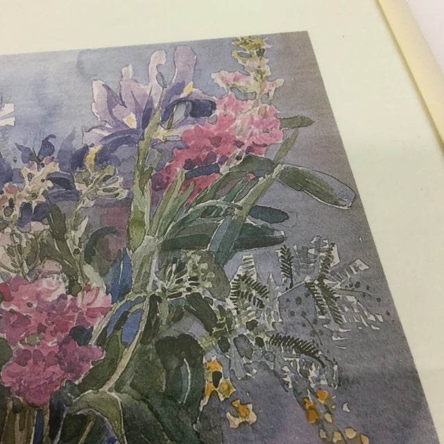 Paper Floral Arrangment Watercolor Lithograph For Sale - Image 7 of 11