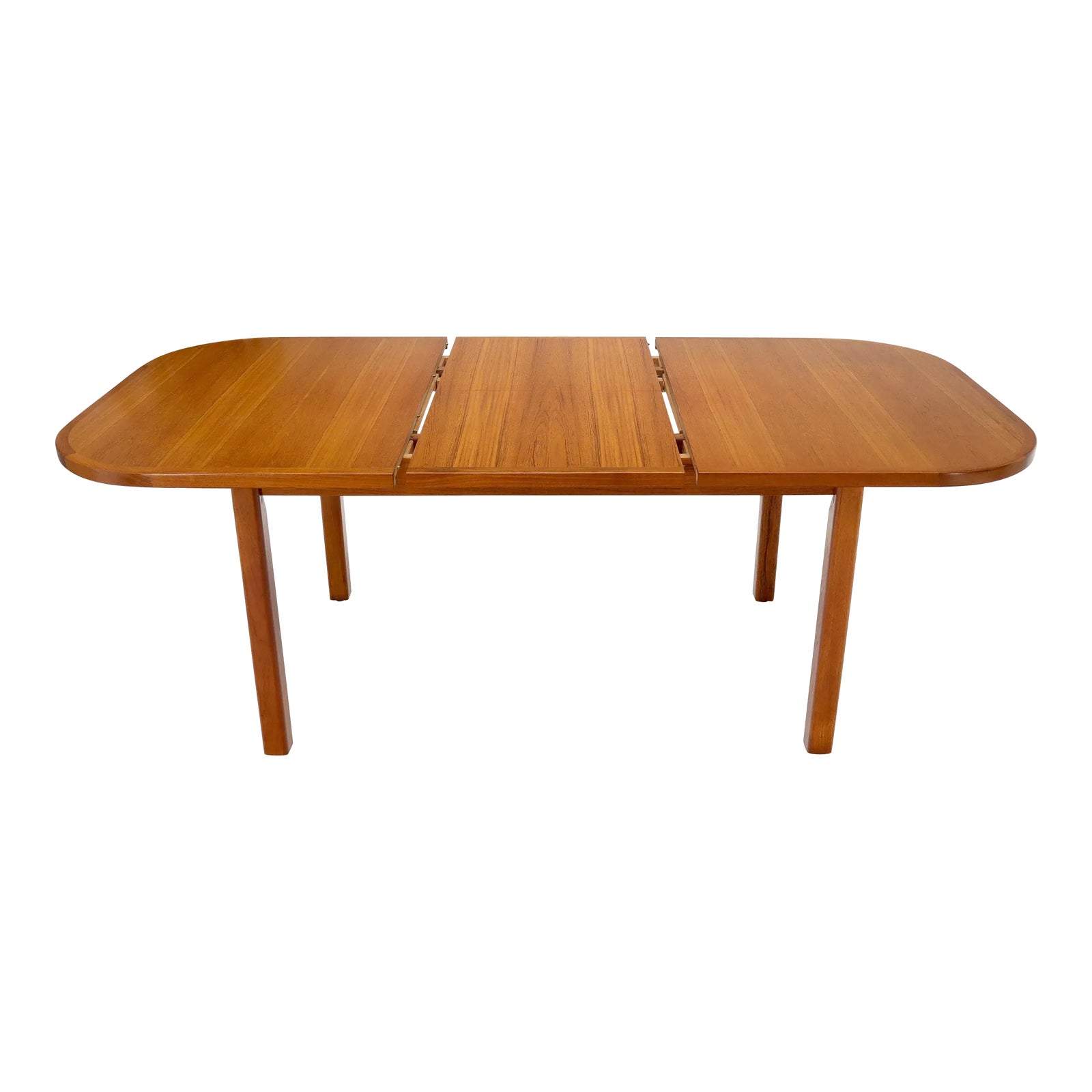 Rectangle Round Corners Teak Midcentury Danish Modern Dining Table Pop Up Leaf Chairish