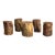 Set of 5 Raw Wood Rough Grain Finish Irregular Shape Short Stool Table For Sale