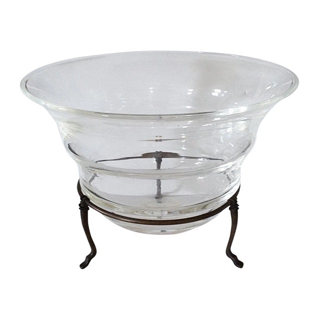 Transparent Glass Bowl on Metal Stand Chairish