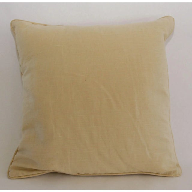 French Country Vintage Belgium Linen Beige Country Throw Pillow For Sale - Image 3 of 9