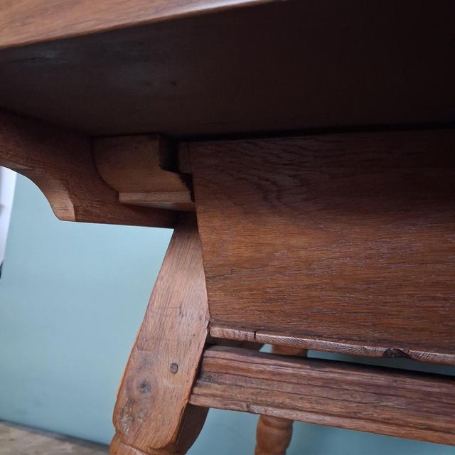 Antique Oak Table with Star Inlays and Double-Sided Drawer, 1800 For Sale - Image 18 of 18