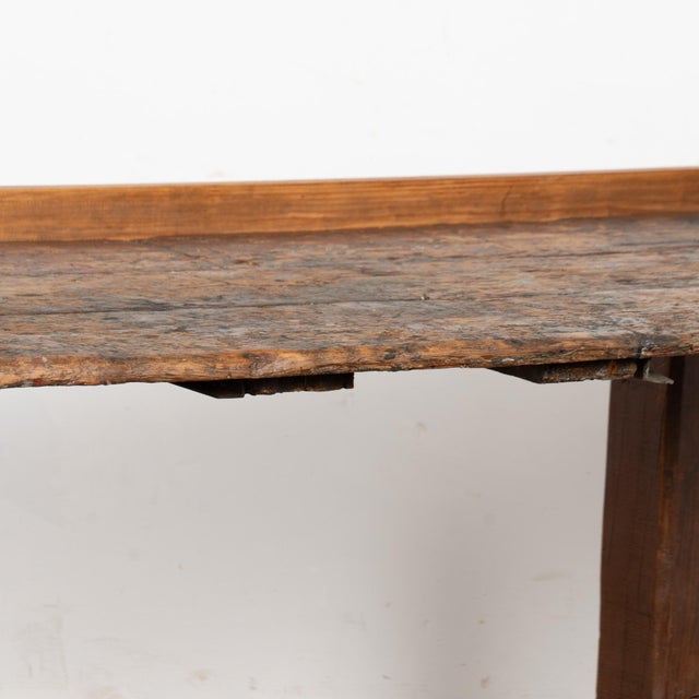 19th Century Rustic Pine Work Table With Shelf, Console or Island For Sale - Image 9 of 16