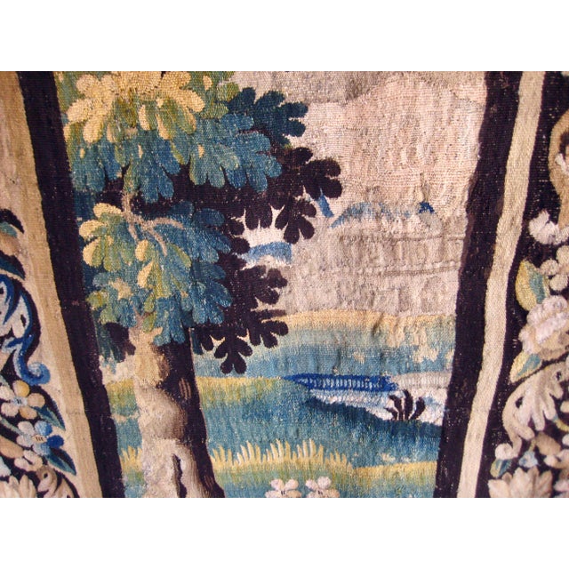 Textile Mid 18th Century French Aubusson Verdure Tapestry Border With Two Crowns For Sale - Image 7 of 18