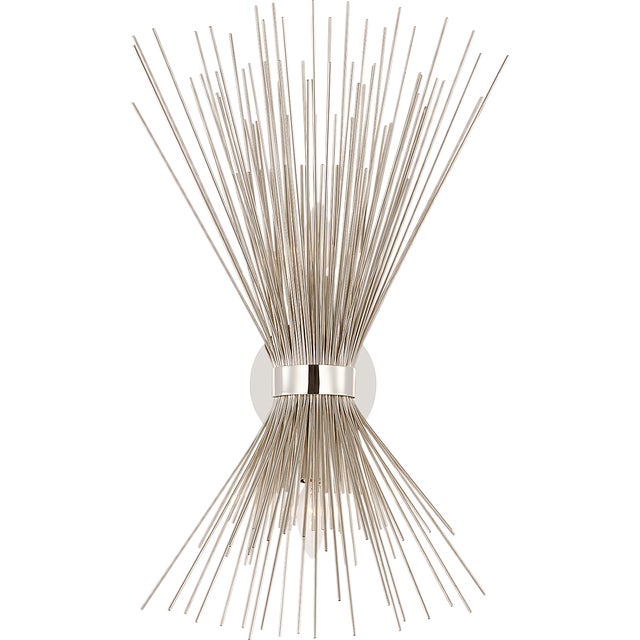Description: The Strada series by Kelly Wearstler features delicate sculptures of radiating quills that cast a striated...