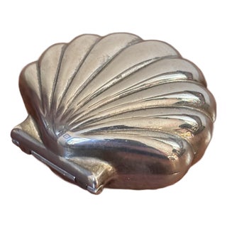 1980s Mid Century Silver Shell Jewelry Casket For Sale