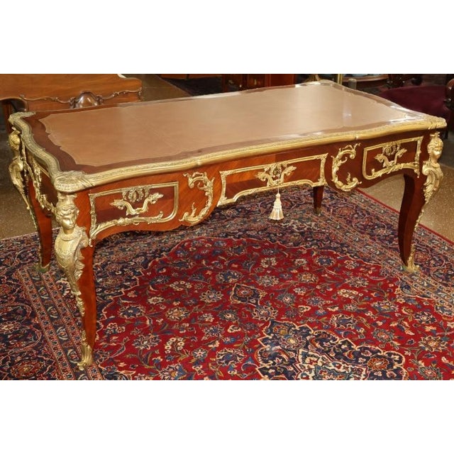 French ​Mid 20th Century Bronze Mounted Louis XV French Style Kingwood Writing Desk Bureau Plat For Sale - Image 3 of 15