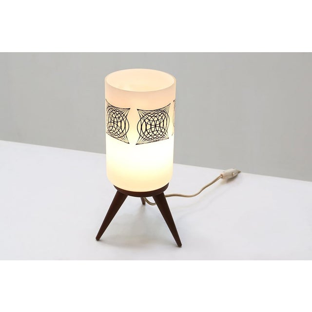 Mid-Century Modern Mid-Century Modern French Table Lamp with Opaline Glass Shade, 1960s For Sale - Image 3 of 9