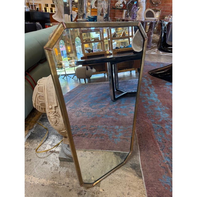 Italian Mid-Century Tapered Brass Wall Mirror, 1970s For Sale In Los Angeles - Image 6 of 10
