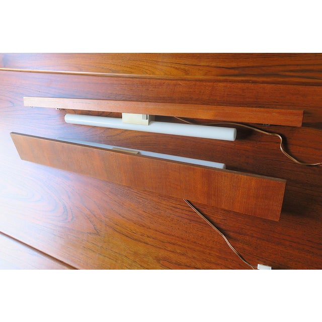 Brown Danish Teak Narrow Shelves with Wall Lights, 1960s, Set of 2 For Sale - Image 8 of 9
