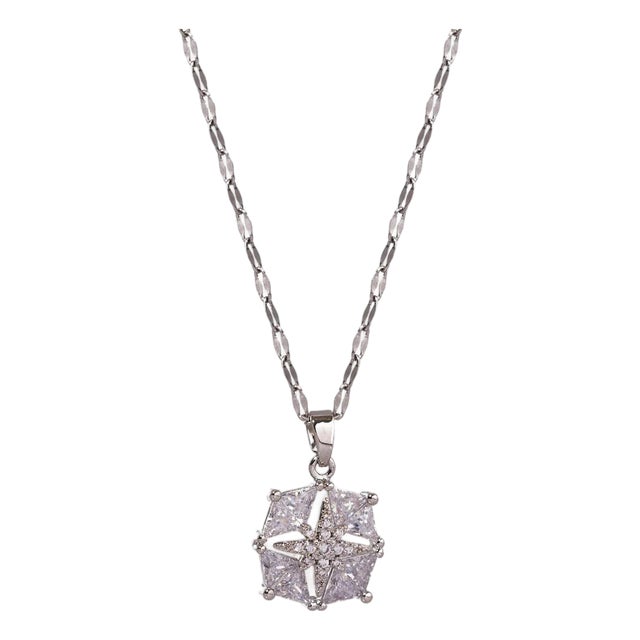 Magical Guiding Star Diamond & Silver Statement Necklace For Sale