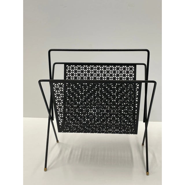 1960s Mid-Century Modern Black Iron Magazine Rack For Sale - Image 5 of 9