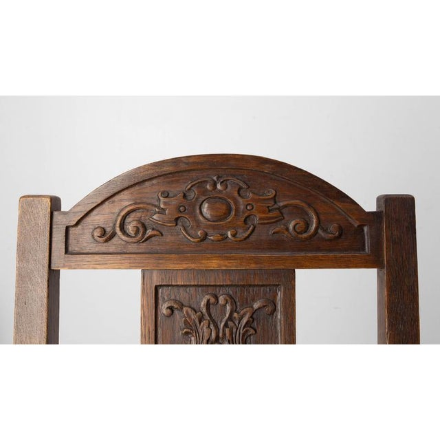 Vintage Spanish Oak Dining Chairs with Rush Seats, 1950, Set of 6 For Sale - Image 12 of 15