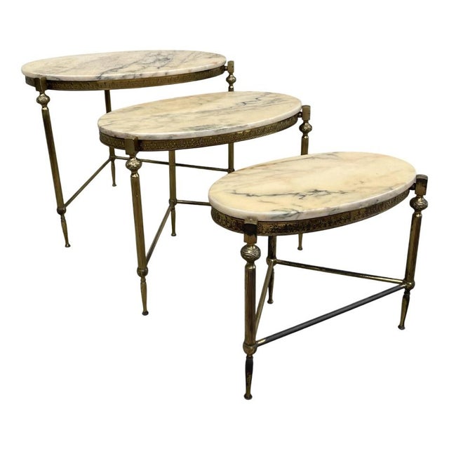 Gold Nesting Table in Bronze with Brass and Onyx, 1970s For Sale - Image 8 of 8