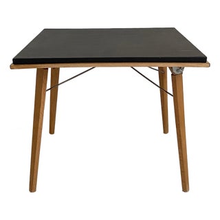 Folding Coffee Table in Plideal Beech and Faux Leather, 1950s For Sale