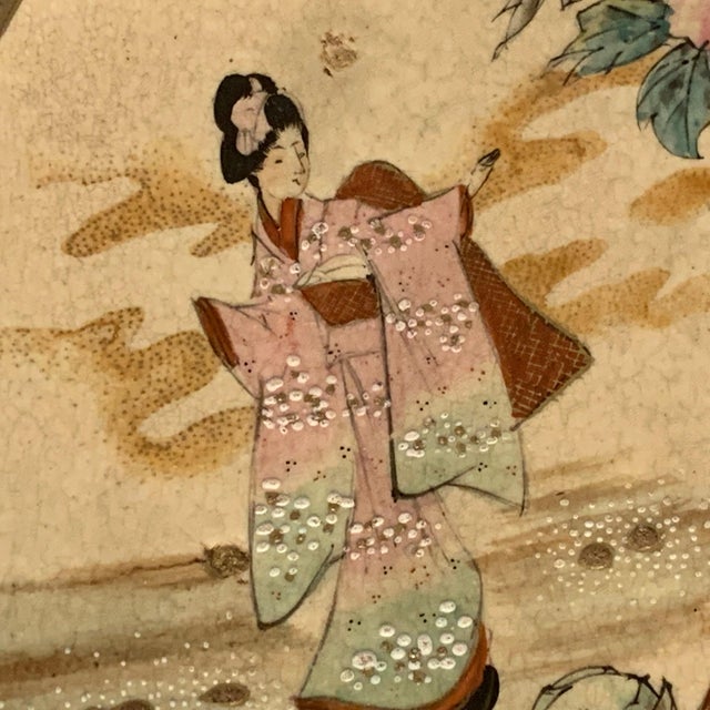 Satsuma Antique Satsuma Charger: Meiji Period Japanese Porcelain, Floral Garden Scene For Sale - Image 4 of 10